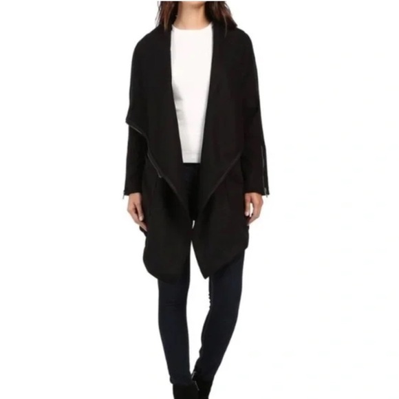 BlankNYC black asymmetrical warm fall or winter cardigan jacket - Picture 1 of 5